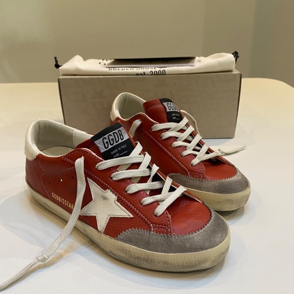 Golden Goose Superstar Penstar Sneaker Orange Leather/White/Ice sz 38 New in Box - Picture 10 of 12